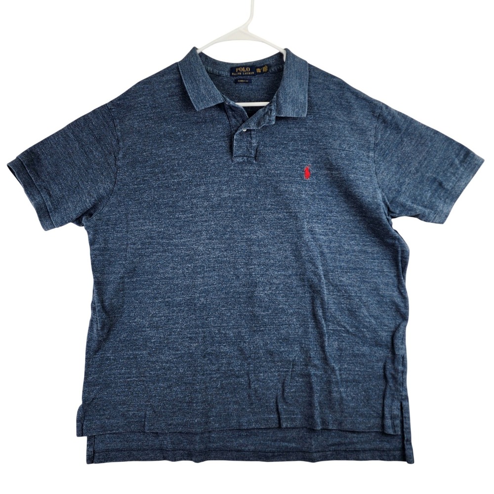 Polo Ralph Lauren Classic Fit Polo Shirt Mens XXL Blue Heathered Short Sleeve